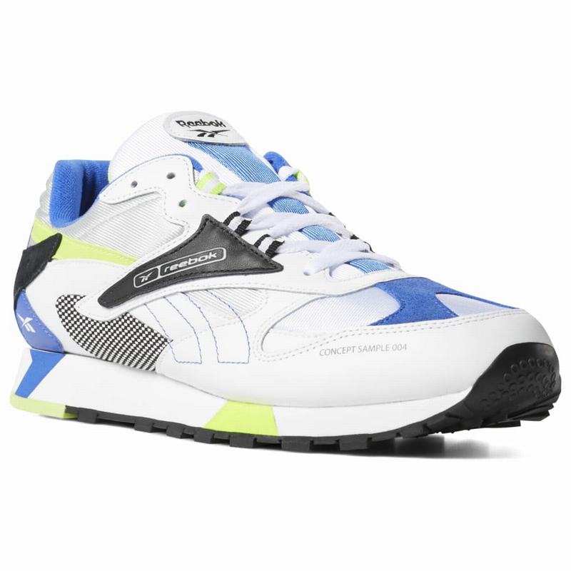 Tenisi Reebok Classic Leather Ati 90s Barbati Albi/Albastri Romania TO6372CB